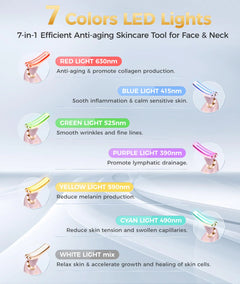 7-in-1 Face & Neck Massager Set – Ultimate Skin Care Tool for Radiant, Youthful Skin (Glossy Pink)