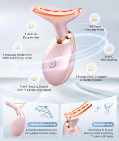 7-in-1 Face & Neck Massager Set – Ultimate Skin Care Tool for Radiant, Youthful Skin (Glossy Pink)